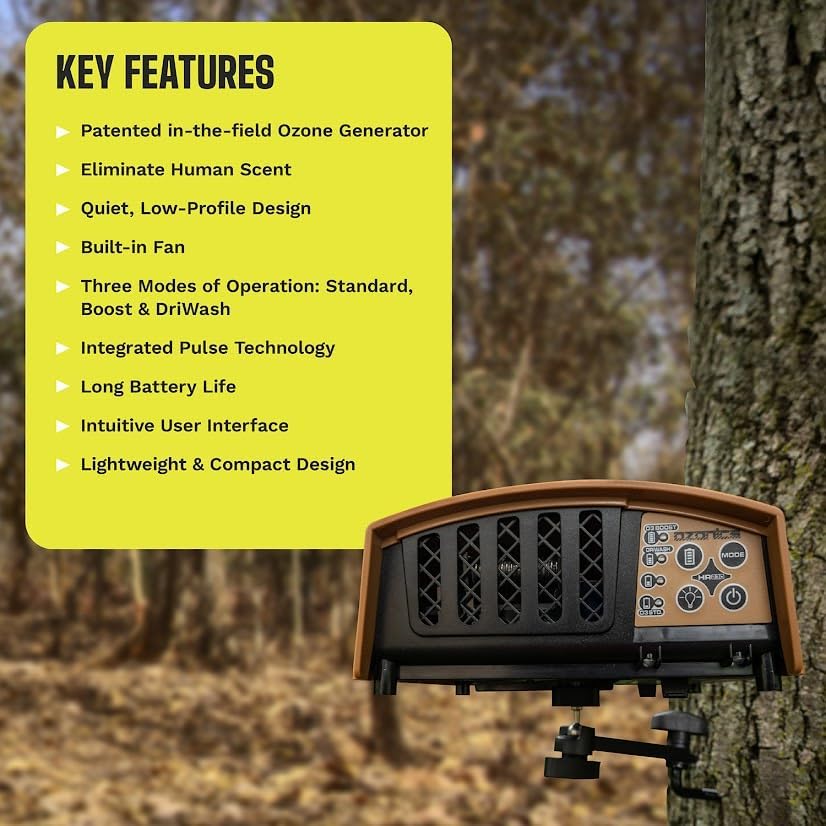2026 Nuevo Ozonics HR-230 eliminador de olores con generador de ozono para caza con batería recargable y sistema de montaje en árbol