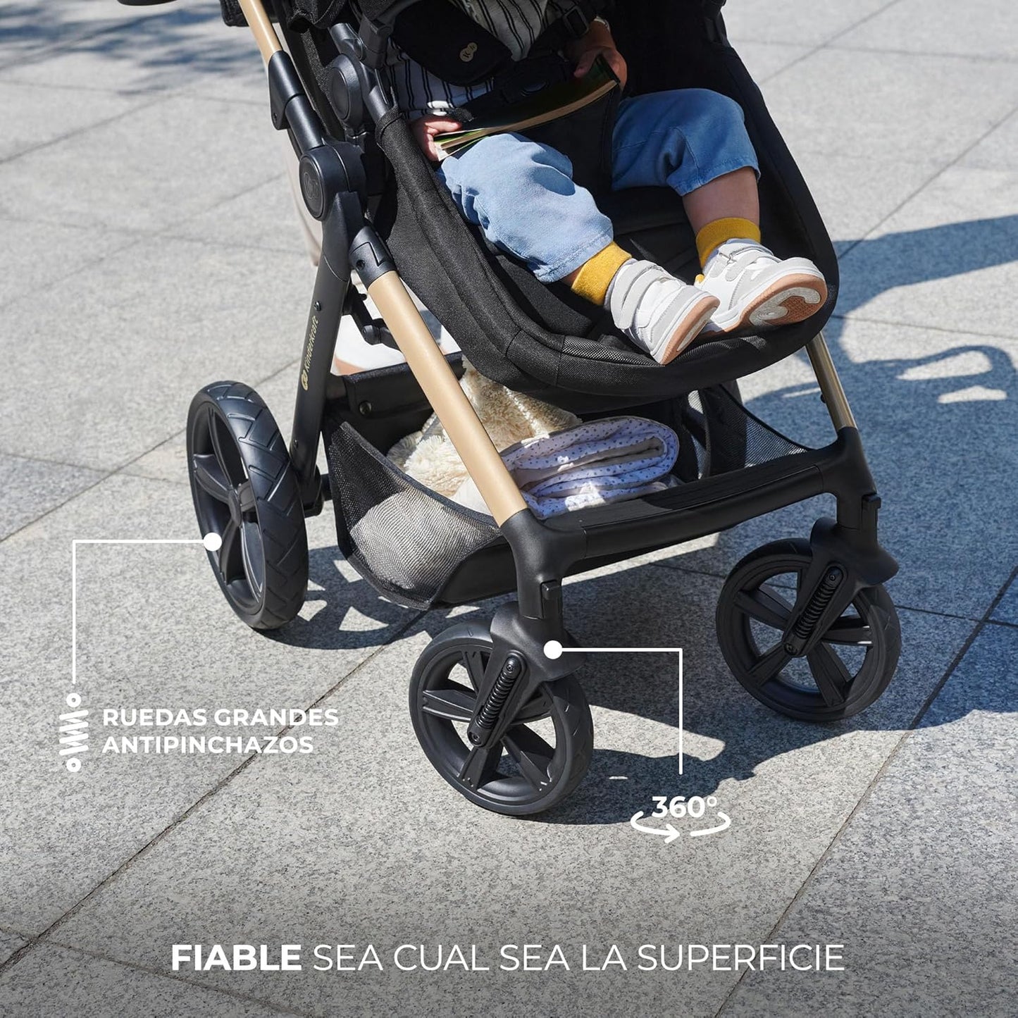 2026 Kinderkraft MOOV2 Silla de Coche 3 en 1, EVA, Mink PRO I-Size, Sistema de Viaje, Cochecito para Bebé, Silla de Paseo, Plegable, para Recién Nacido, Desde el Nacimiento hasta los 3 Años, Gris