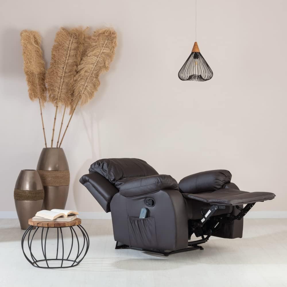 2026 Don Descanso - Sillón Masaje Relax Calor Trevi Negro Reclinable 160º con 8 Motores Silenciosos, Calor Lumbar, Sist. Masaje 4 Zonas y Acabado en PU Anti-Cuarteo [Incluye Mando]. Ideal Gente Mayor