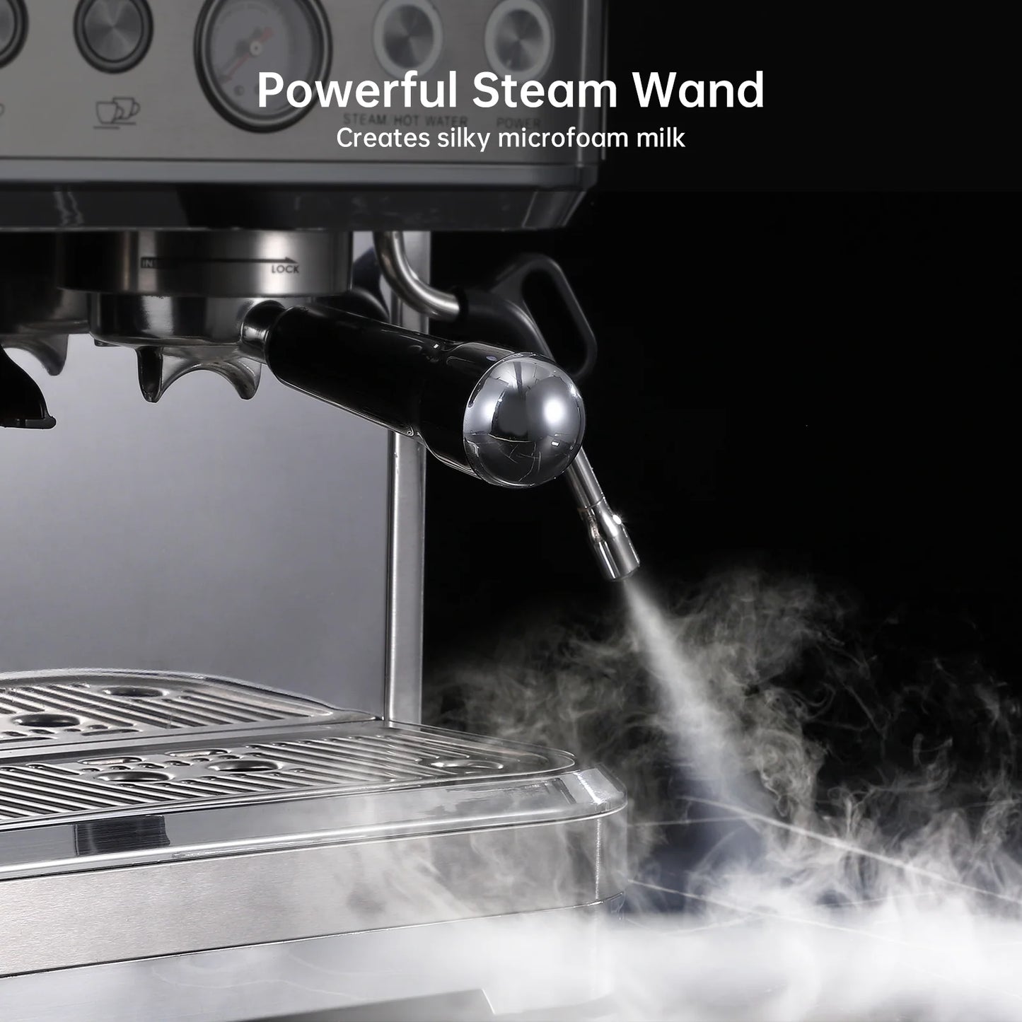 2026 Nuevo máquina de espresso todo en uno con espumador de leche cafetera cappuccino y latte para barista en casa con molinillo integrado depósito de agua desmontable 85oz regalo para padres o amantes del café