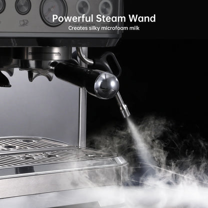 2026 Nuevo máquina de espresso todo en uno con espumador de leche cafetera cappuccino y latte para barista en casa con molinillo integrado depósito de agua desmontable 85oz regalo para padres o amantes del café