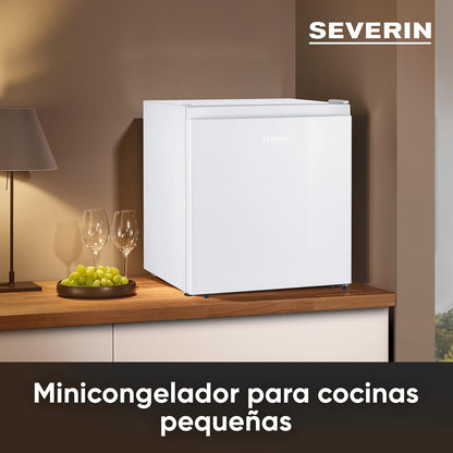 2026 SEVERIN Mini congelador con 4 estrellas de congelación, congelador pequeño con estante de vidrio, congelador bajo para hogares con poco espacio, 31 litros, blanco, GB 8883