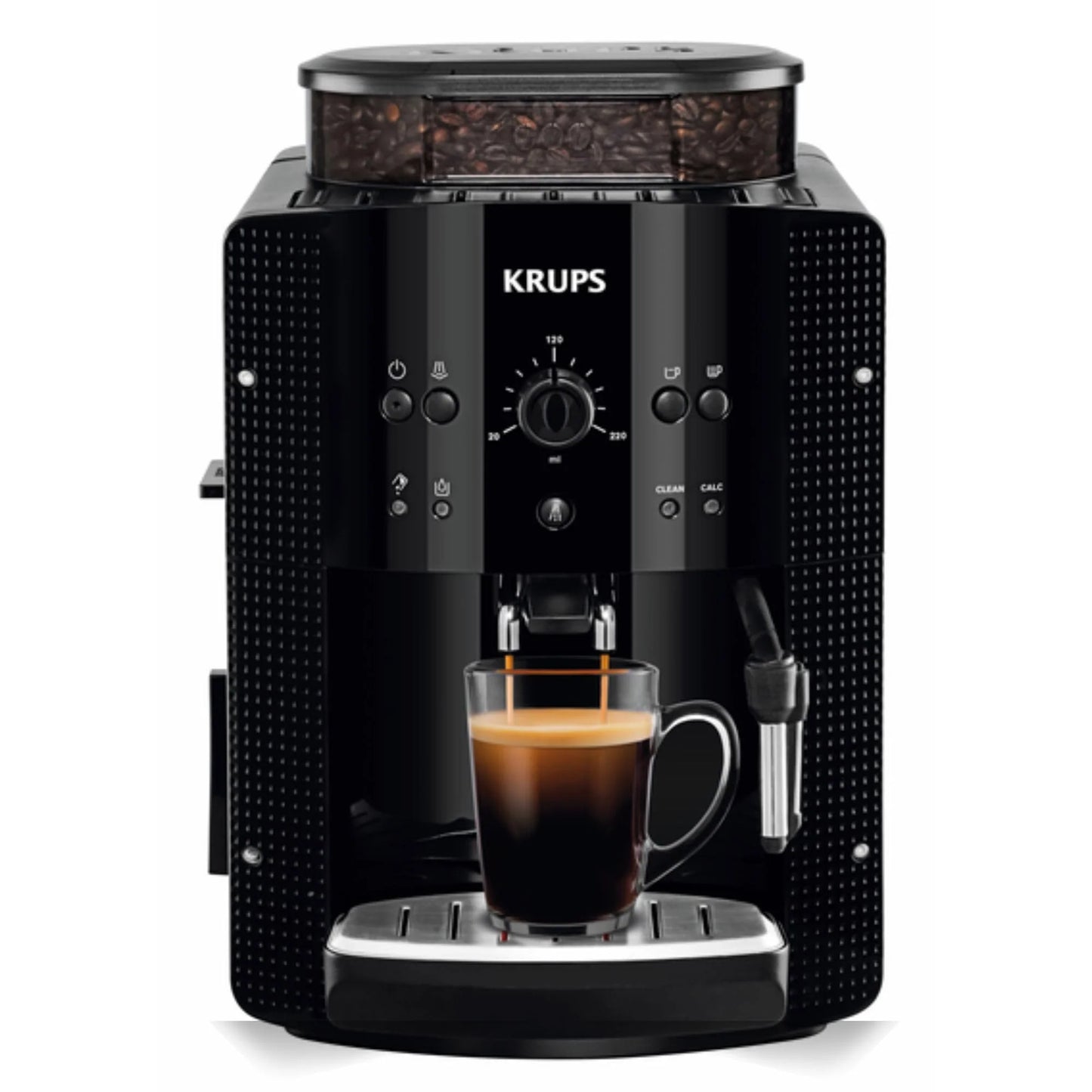 2026 Krups Essential - Cafetera súper automática, 15 Bares de presión, Molinillo cónico de Metal, con selección de cantidad e Intensidad de café, 1.7 l, 1 Cups, Acero, Pantalla LCD + Acc. Leche