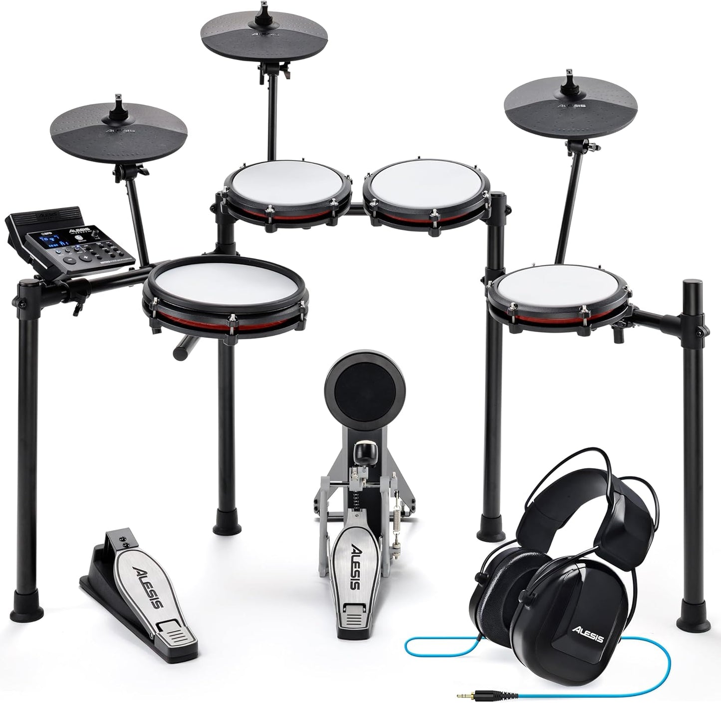 2026 Alesis Nitro Max Kit Batería Electrónica con Parches Silenciosos de Malla, Caja de Doble Zona de 10", Bluetooth, 440+ Sonidos Auténticos, Lecciones Drumeo, USB MIDI, Pedal de Bombo