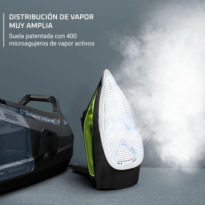 2026 Silence Pro -Centro de planchado, autonomía ilimitada, 8 bares, golpe vapor 600 g/min, suela Microsteam, función ECO y depósito cal, 1.3 litros, Color Negro Y Gris DG9248