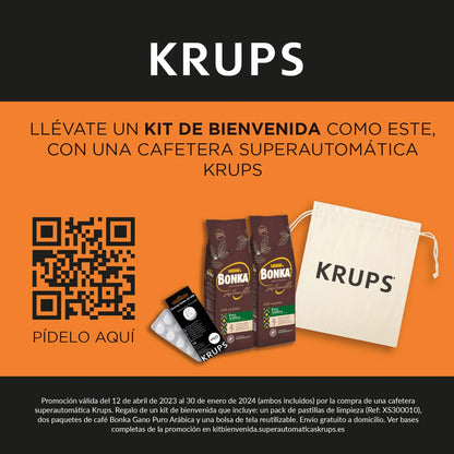 2026 Krups Essential - Cafetera súper automática, 15 Bares de presión, Molinillo cónico de Metal, con selección de cantidad e Intensidad de café, 1.7 l, 1 Cups, Acero, Pantalla LCD + Acc. Leche