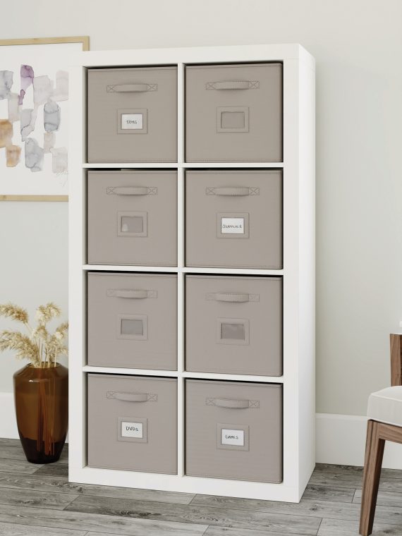 2026 Nuevo Sauder Stow-Away Organize estantería librero de 2 niveles con 8 cubos acabado blanco
