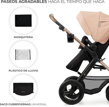 2026 Kinderkraft MOOV2 Silla de Coche 3 en 1, EVA, Mink PRO I-Size, Sistema de Viaje, Cochecito para Bebé, Silla de Paseo, Plegable, para Recién Nacido, Desde el Nacimiento hasta los 3 Años, Gris