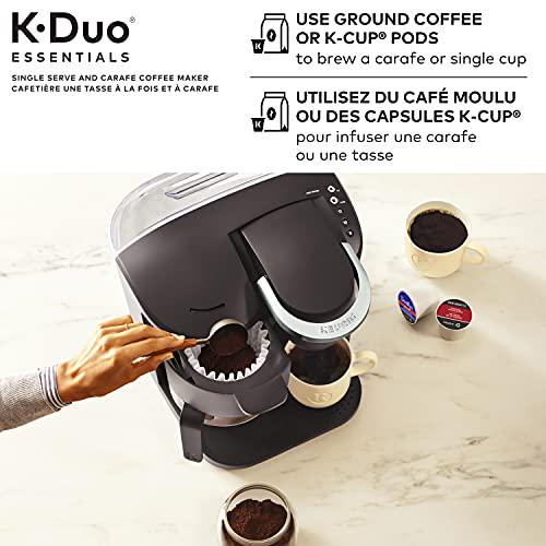 2026 Nuevo Keurig K-Duo Essentials cafetera de goteo con sistema de cápsulas K-Cup de una sola porción y jarra de 12 tazas, color negro