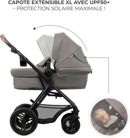 2026 Kinderkraft MOOV2 Silla de Coche 3 en 1, EVA, Mink PRO I-Size, Sistema de Viaje, Cochecito para Bebé, Silla de Paseo, Plegable, para Recién Nacido, Desde el Nacimiento hasta los 3 Años, Gris
