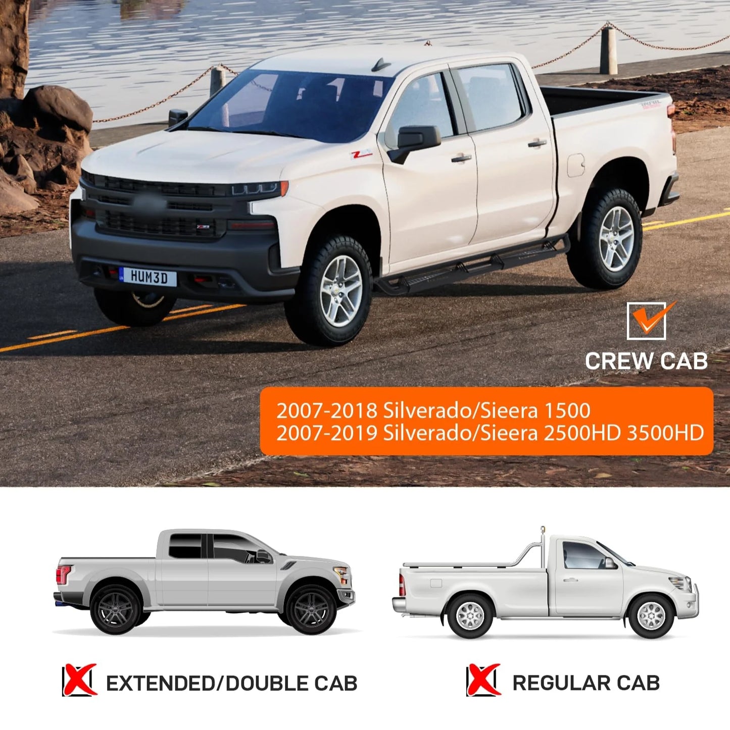 2026 Nuevo estribos laterales compatibles con Silverado y GMC Sierra 1500 2500HD 3500HD cabina Crew Cab