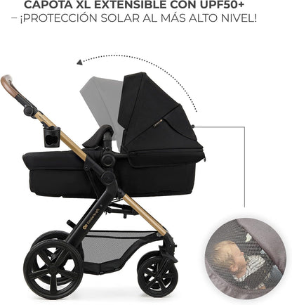 2026 Kinderkraft MOOV2 Silla de Coche 3 en 1, EVA, Mink PRO I-Size, Sistema de Viaje, Cochecito para Bebé, Silla de Paseo, Plegable, para Recién Nacido, Desde el Nacimiento hasta los 3 Años, Gris