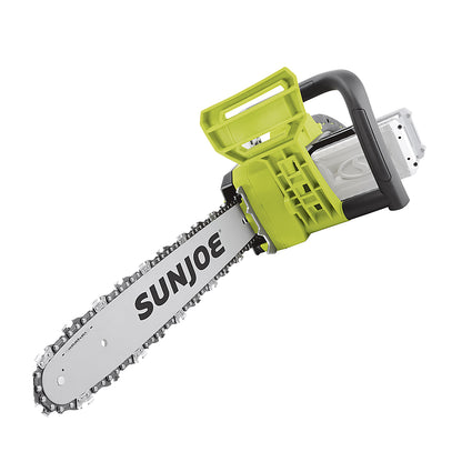 2026 Nuevo Sun Joe 48-Volt iON+ motosierra inalámbrica de 16 pulgadas con funda (2 baterías de 2Ah y 1 cargador) verde