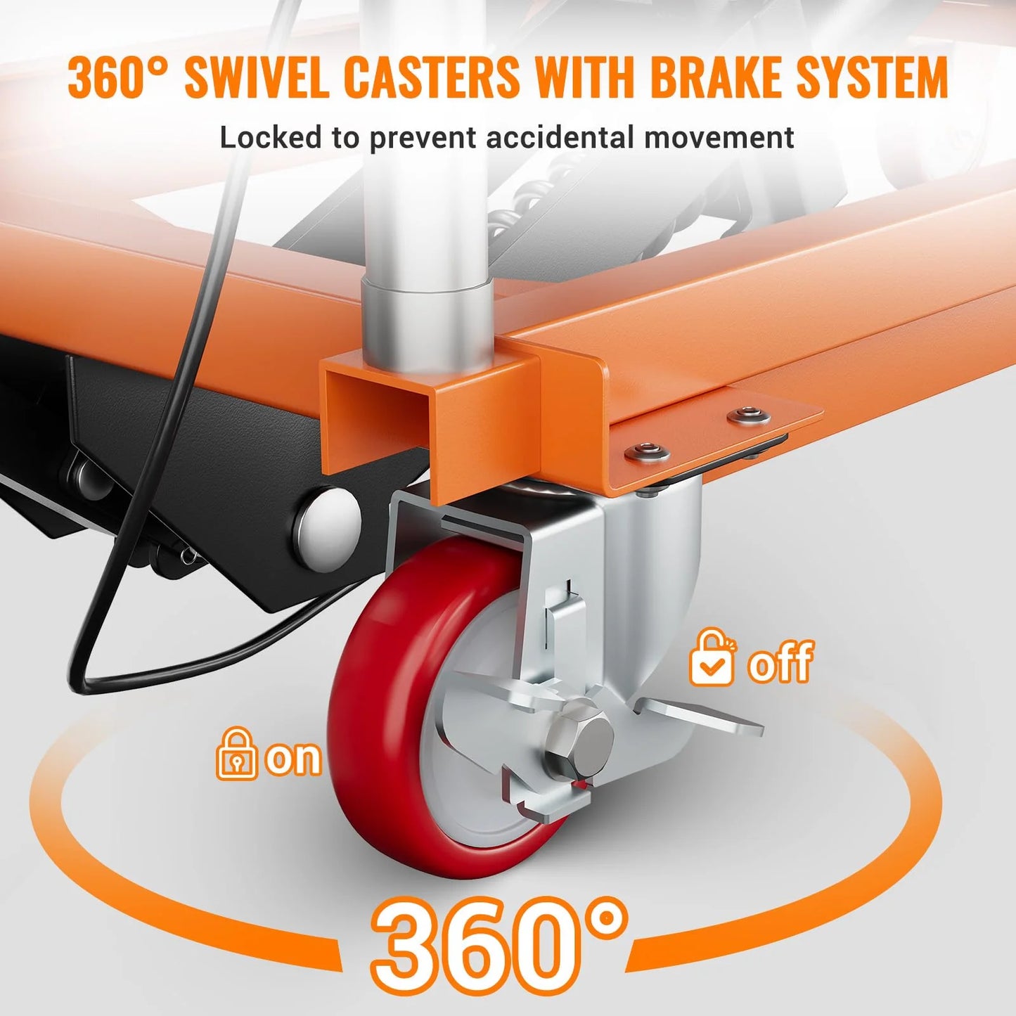 2026 Nuevo carrito de mesa elevador hidráulico de doble tijera capacidad 770 lb altura de elevación 14–59 pulgadas con superficie antideslizante para manejo de materiales color naranja