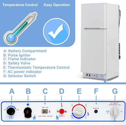 2026 Nuevo refrigerador de propano de 9.4 pies cúbicos 64 pulgadas de alto con congelador para camper y motorhome
