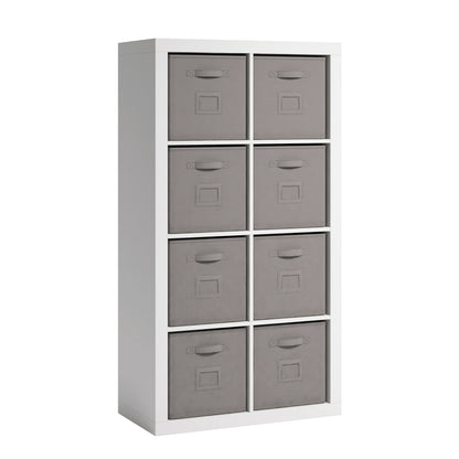 2026 Nuevo Sauder Stow-Away Organize estantería librero de 2 niveles con 8 cubos acabado blanco