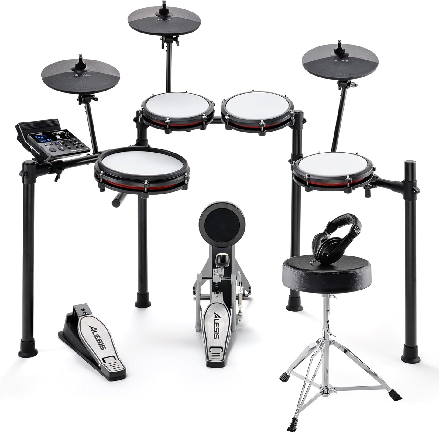 2026 Alesis Nitro Max Kit Batería Electrónica con Parches Silenciosos de Malla, Caja de Doble Zona de 10", Bluetooth, 440+ Sonidos Auténticos, Lecciones Drumeo, USB MIDI, Pedal de Bombo