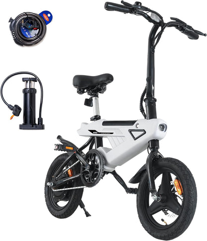 2026 Bicicleta eléctrica plegable de 14", eBike con motor de 250W de alta velocidad, batería de iones de litio 36V-6.4AH, pantalla LCD inteligente, bicicleta eléctrica de ciudad, 3 modos, unisex