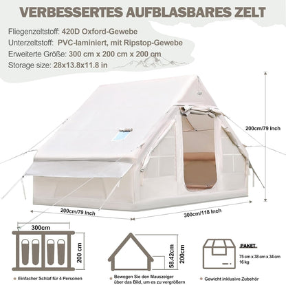 2026 Tienda de campaña Inflable con Apertura de Chimenea y claraboya, Tienda de campaña para Exteriores para 4-8 Personas con Bomba de Aire, Tienda de campaña Inflable de Tela Oxford Impermeable para 4
