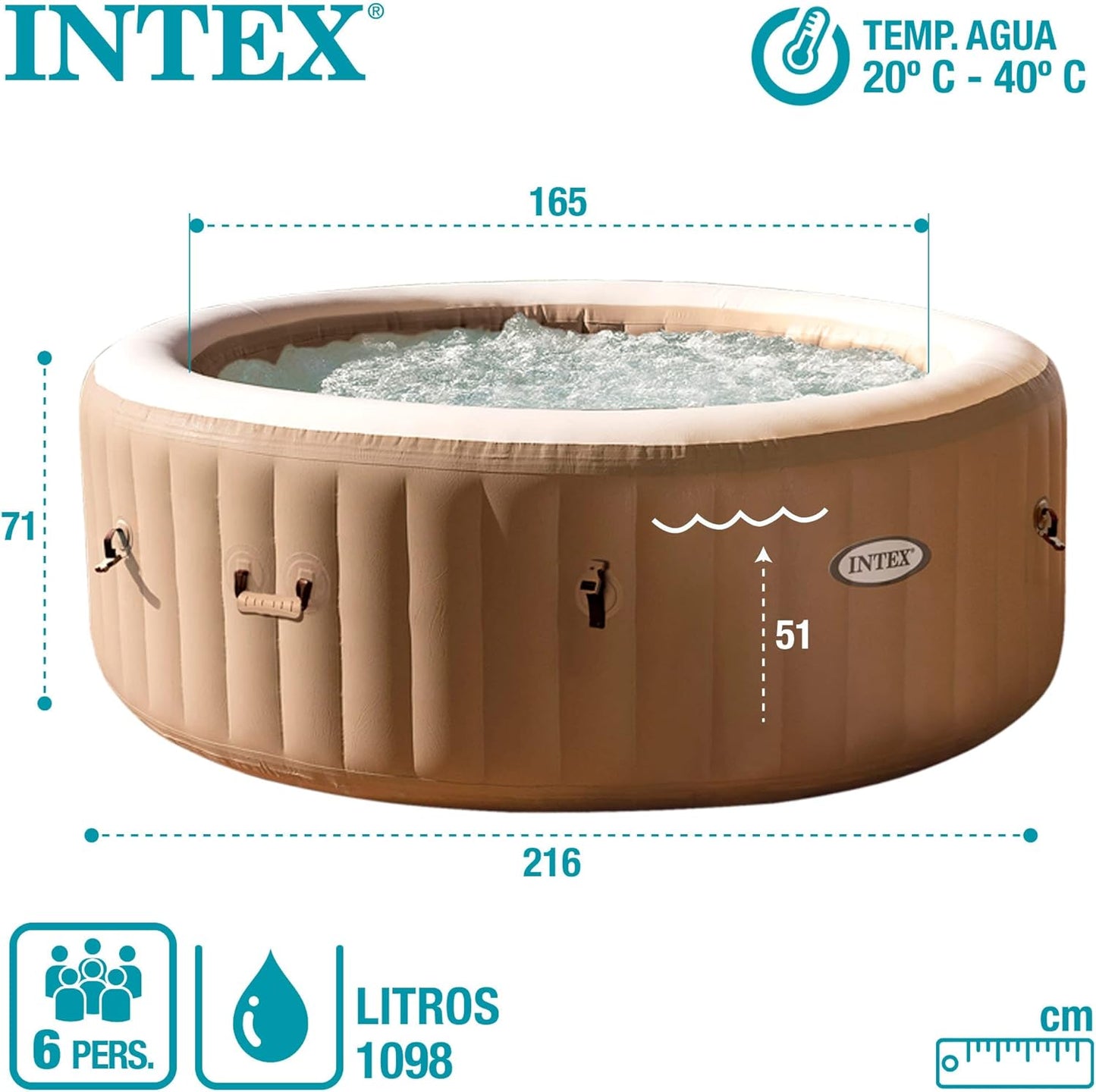 2026 Intex 28428EX Spa hinchable, Beige, 6 Personas