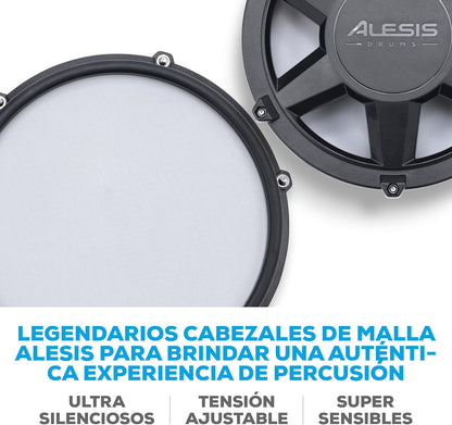 2026 Alesis Nitro Max Kit Batería Electrónica con Parches Silenciosos de Malla, Caja de Doble Zona de 10", Bluetooth, 440+ Sonidos Auténticos, Lecciones Drumeo, USB MIDI, Pedal de Bombo