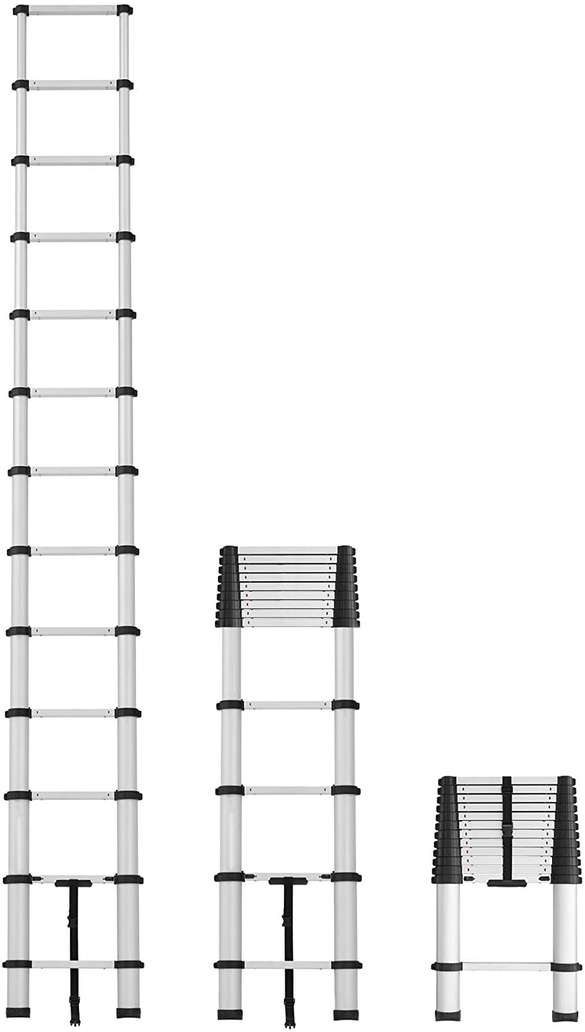 2026 Nuevo 20313T1ASE SmartClose escalera telescópica de aluminio con sistema de cierre suave sin pellizcos y bloqueo seguro capacidad 300 libras alcance máximo 16 pies