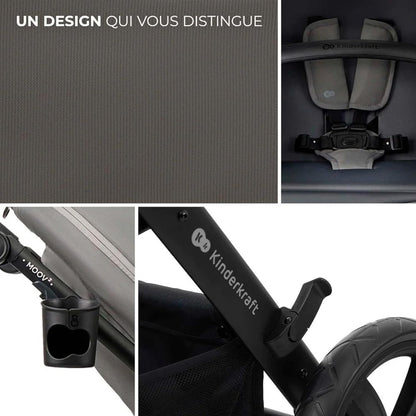 2026 Kinderkraft MOOV2 Silla de Coche 3 en 1, EVA, Mink PRO I-Size, Sistema de Viaje, Cochecito para Bebé, Silla de Paseo, Plegable, para Recién Nacido, Desde el Nacimiento hasta los 3 Años, Gris