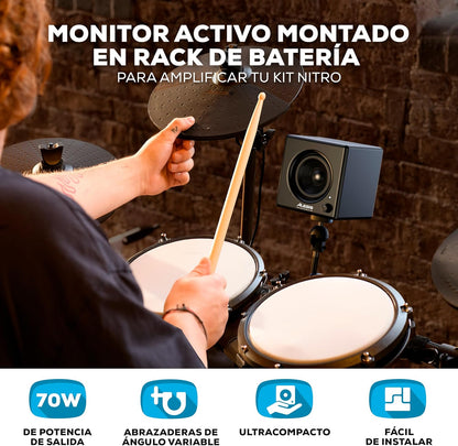 2026 Alesis Nitro Max Kit Batería Electrónica con Parches Silenciosos de Malla, Caja de Doble Zona de 10", Bluetooth, 440+ Sonidos Auténticos, Lecciones Drumeo, USB MIDI, Pedal de Bombo