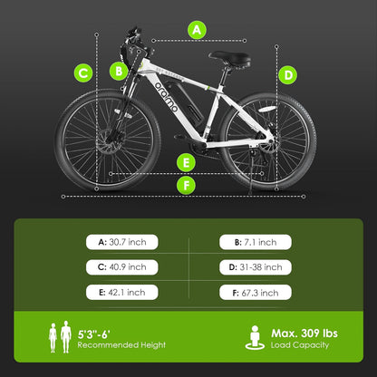 2026 Bicicleta eléctrica todoterreno para adultos Oraimo Monster 100 – Motor BAFANG 350W (pico 500W)