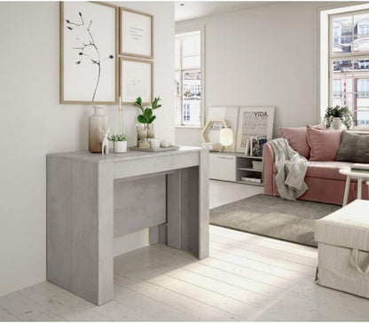 2026 Mobelcenter - Mesa de Comedor Consola Extensible, Mesa para Salón recibidor o Cocina, Mesa Fuelle Extensible, Color Cemento (1127)