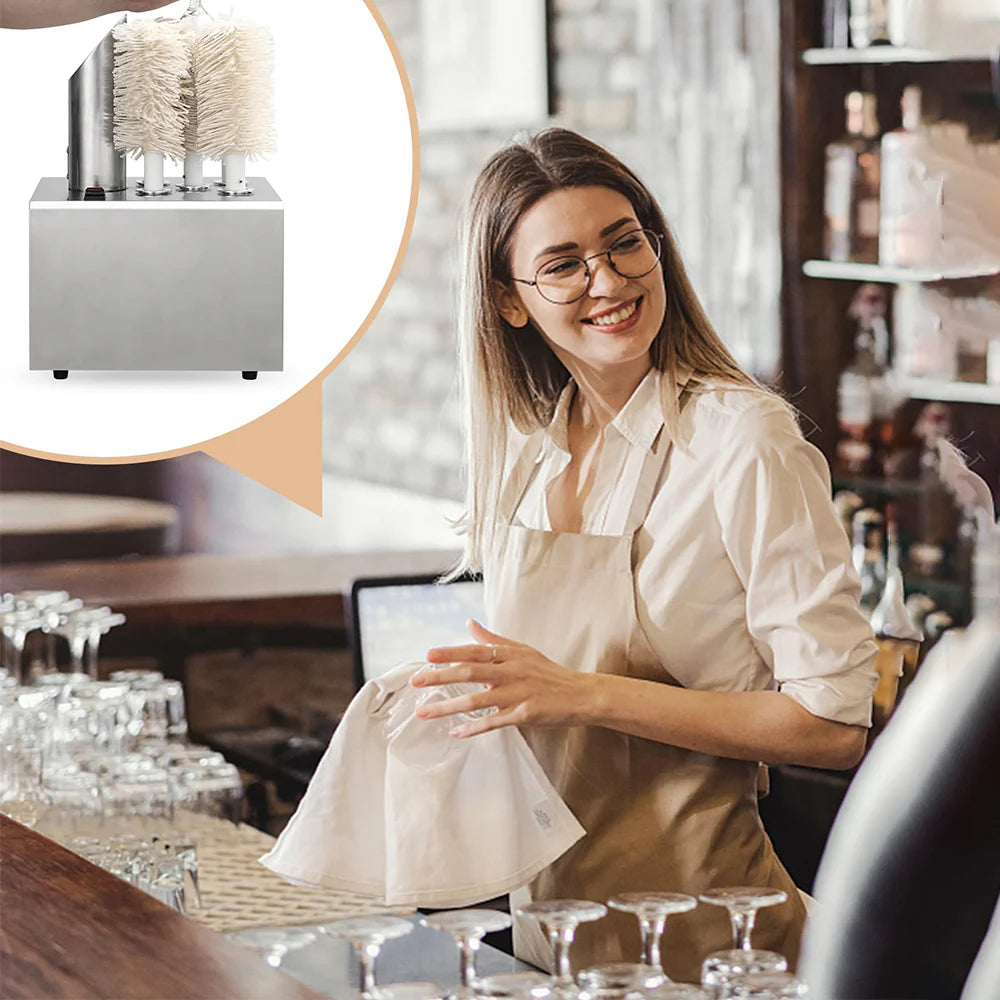 2026 Nuevo pulidor de copas comercial eléctrico pulidor de copas de vino con 5 cepillos de pulido acero inoxidable para bares restaurantes hoteles cocinas y bodegas