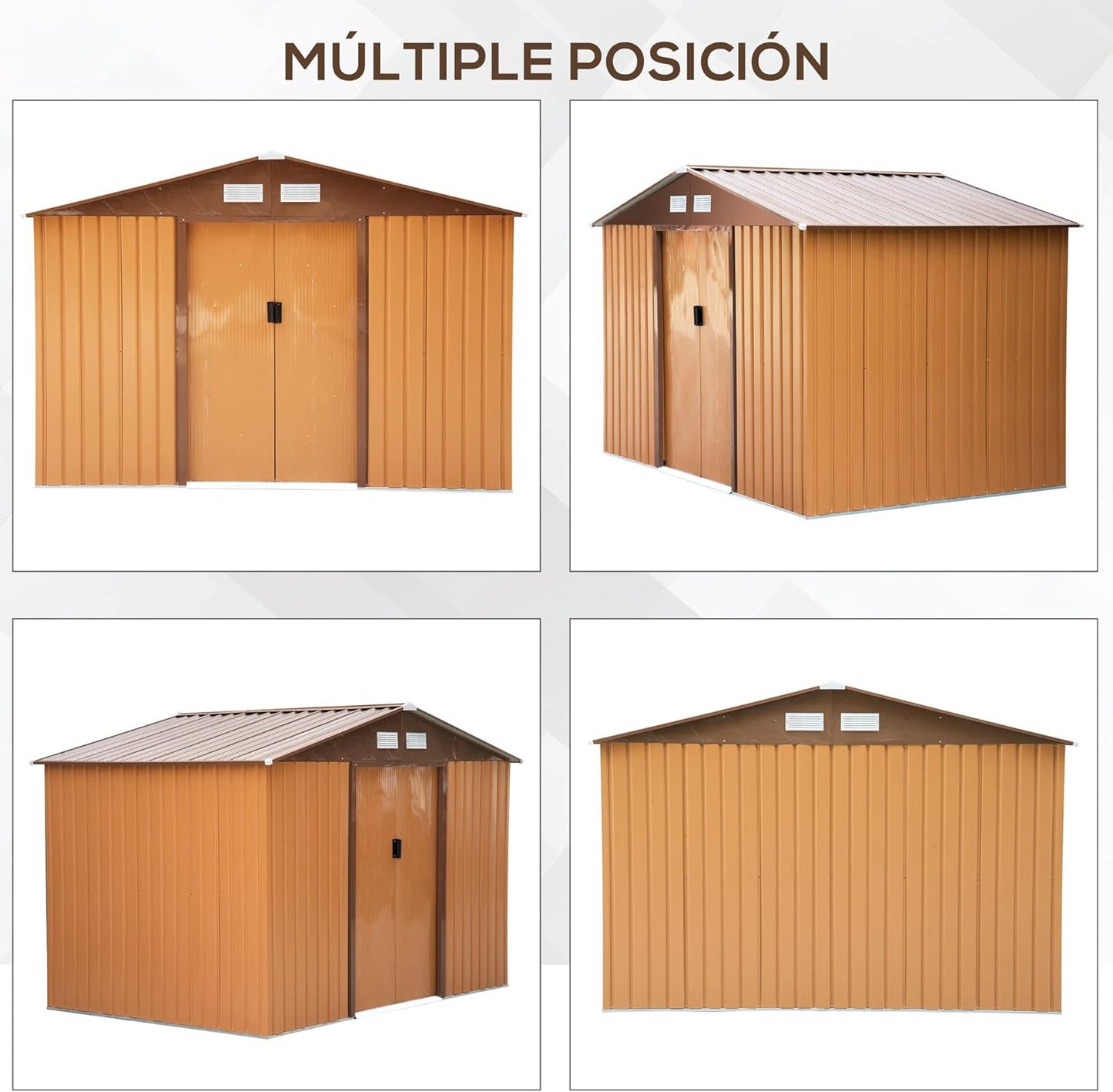 2026 Outsunny Caseta de Jardín Exterior 4,9 m² 277x195x192 cm Cobertizo de Jardín Exterior con Puerta Corredera Techo Inclinado Base Refuerzo (Suelo NO Incluido) y 4 Ventanas Amarillo
