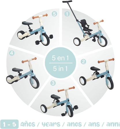 2026 Olmitos - Triciclo Evolutivo de Bebé 5 en 1 GYRO + - Bicicleta Niños Desde 1 Año hasta 5 años - De Triciclo a Bicicleta con o sin Pedales – Adaptable y transformable (Gyro +, Verde)