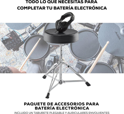 2026 Alesis Nitro Max Kit Batería Electrónica con Parches Silenciosos de Malla, Caja de Doble Zona de 10", Bluetooth, 440+ Sonidos Auténticos, Lecciones Drumeo, USB MIDI, Pedal de Bombo