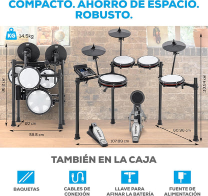 2026 Alesis Nitro Max Kit Batería Electrónica con Parches Silenciosos de Malla, Caja de Doble Zona de 10", Bluetooth, 440+ Sonidos Auténticos, Lecciones Drumeo, USB MIDI, Pedal de Bombo