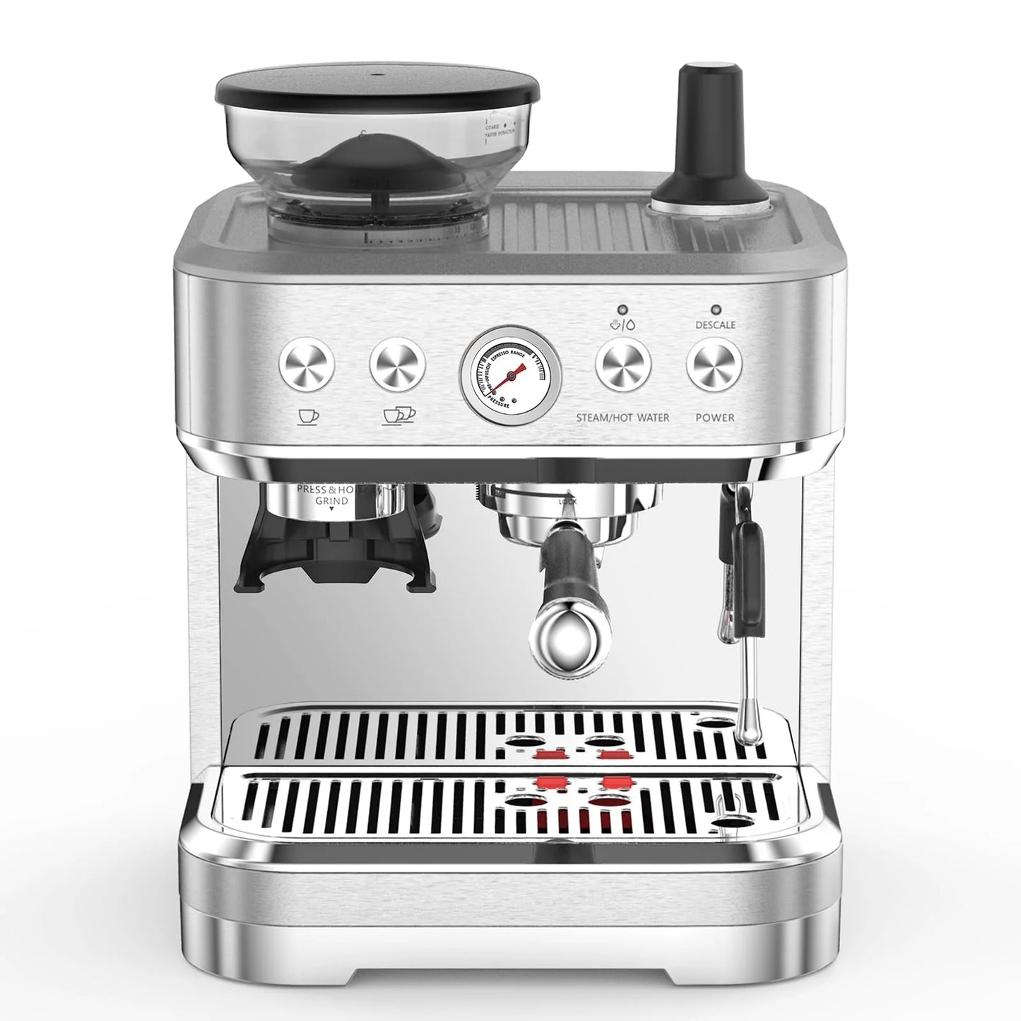 2026 Nuevo máquina de espresso todo en uno con espumador de leche cafetera cappuccino y latte para barista en casa con molinillo integrado depósito de agua desmontable 85oz regalo para padres o amantes del café
