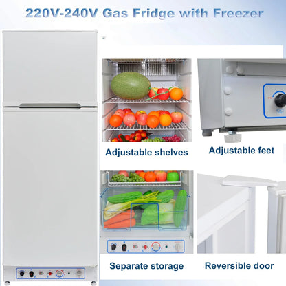 2026 Nuevo refrigerador de propano de 9.4 pies cúbicos 64 pulgadas de alto con congelador para camper y motorhome
