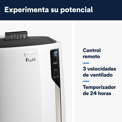 2026 Pingüino PACEL98 ECO Silent Aire Acondicionado Portátil Silencioso con Tecnología Eco Real Feel, Interfaz Digital, Función Deshumidificadora, 2.7 kW, 64 dB, Plástico, Blanco, Clasa A, 100m3