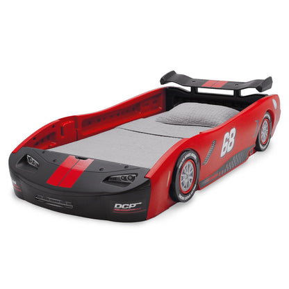 2026 Nuevo Delta Children Turbo Race Car Twin Bed cama infantil estilo coche de carreras color rojo