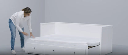 2026 HEMNES Cama tipo diván con 3 espacios de almacenamiento, Blanco, 80x200 cm