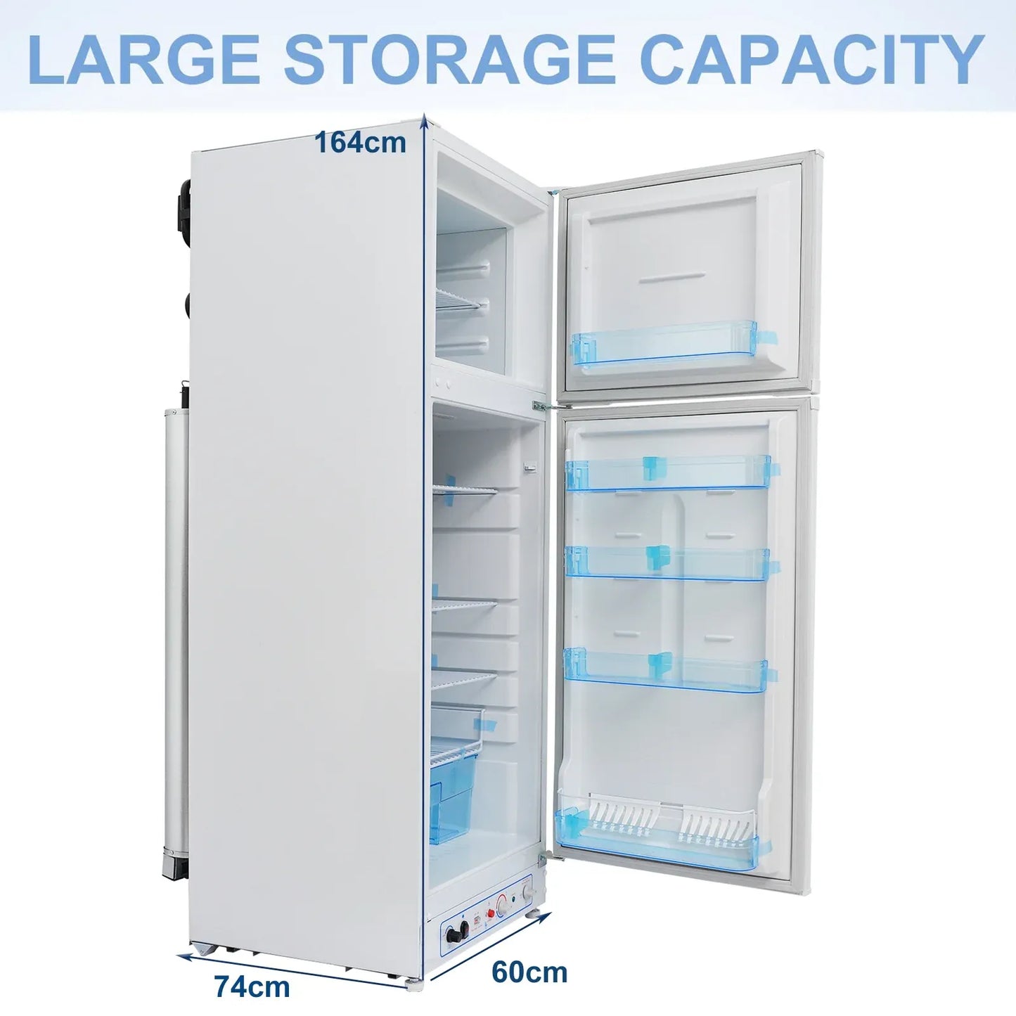 2026 Nuevo refrigerador de propano de 9.4 pies cúbicos 64 pulgadas de alto con congelador para camper y motorhome
