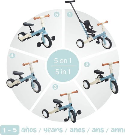 2026 Olmitos - Triciclo Evolutivo de Bebé 5 en 1 GYRO + - Bicicleta Niños Desde 1 Año hasta 5 años - De Triciclo a Bicicleta con o sin Pedales – Adaptable y transformable (Gyro +, Verde)