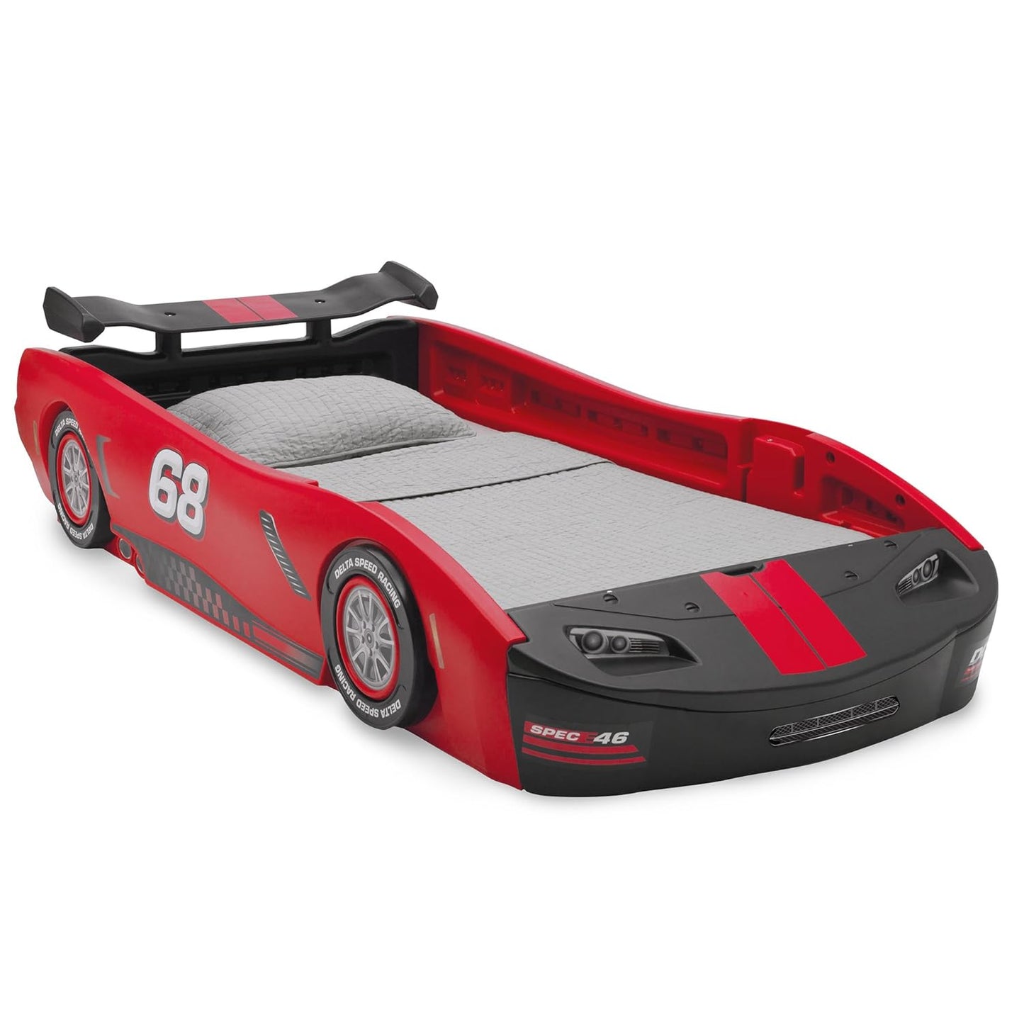 2026 Nuevo Delta Children Turbo Race Car Twin Bed cama infantil estilo coche de carreras color rojo
