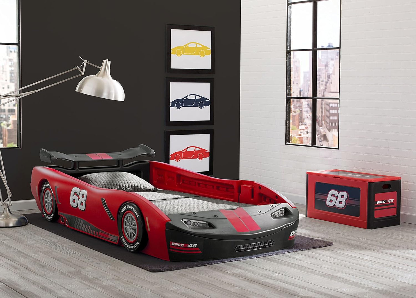 2026 Nuevo Delta Children Turbo Race Car Twin Bed cama infantil estilo coche de carreras color rojo