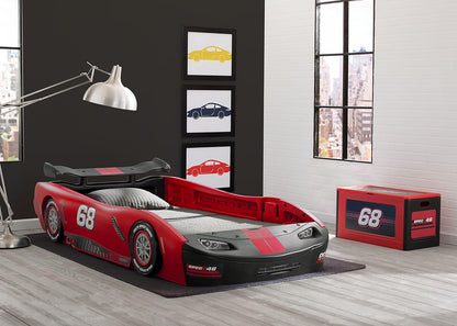 2026 Nuevo Delta Children Turbo Race Car Twin Bed cama infantil estilo coche de carreras color rojo