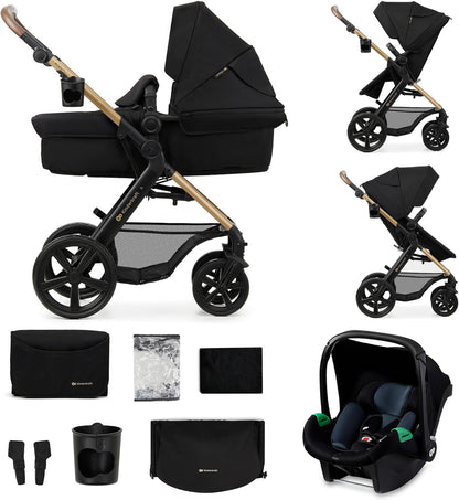 2026 Kinderkraft MOOV2 Silla de Coche 3 en 1, EVA, Mink PRO I-Size, Sistema de Viaje, Cochecito para Bebé, Silla de Paseo, Plegable, para Recién Nacido, Desde el Nacimiento hasta los 3 Años, Gris