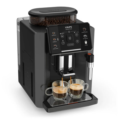 2026 Krups Essential - Cafetera súper automática, 15 Bares de presión, Molinillo cónico de Metal, con selección de cantidad e Intensidad de café, 1.7 l, 1 Cups, Acero, Pantalla LCD + Acc. Leche