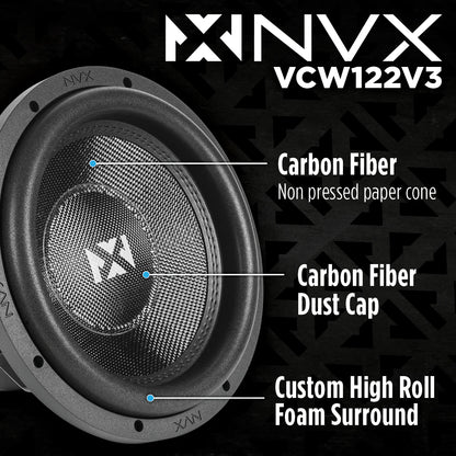 2026 Nuevo VCW122 Version 3 VCW122v3 Subwoofer de 12 pulgadas serie VC dual 2 ohmios 2400W pico 1200W RMS