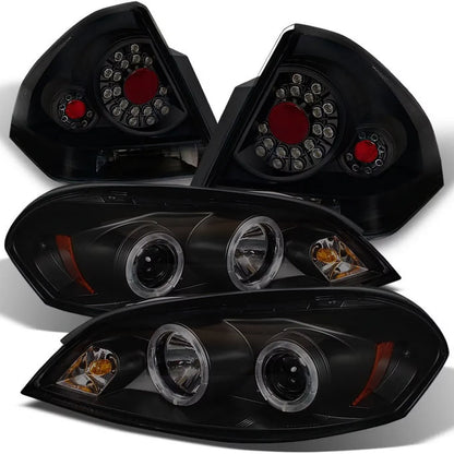 2026 Nuevo AKKON - Faros delanteros LED halo ahumados negros para Chevy Impala 2006-2013 + luces traseras LED