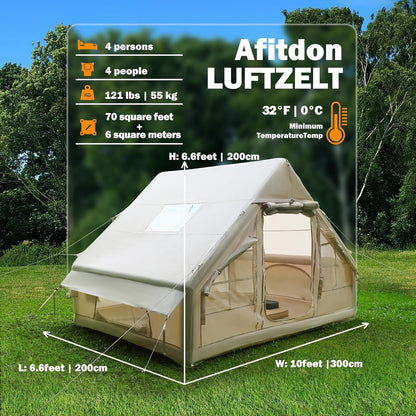 2026 Tienda de campaña Inflable con Apertura de Chimenea y claraboya, Tienda de campaña para Exteriores para 4-8 Personas con Bomba de Aire, Tienda de campaña Inflable de Tela Oxford Impermeable para 4